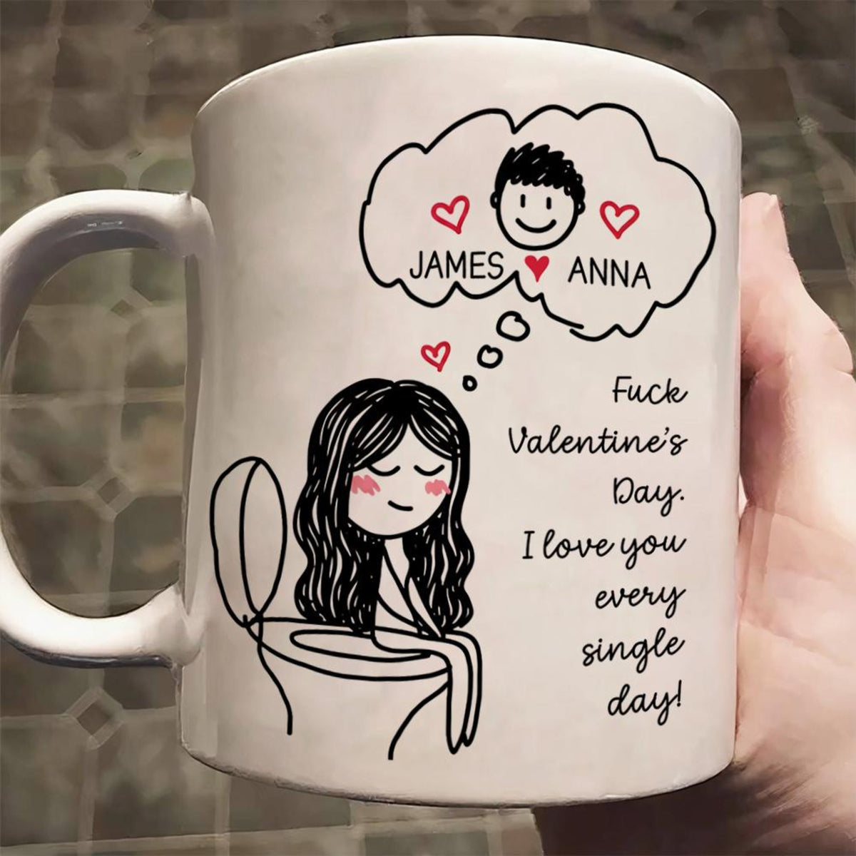 Funny Couple Mug Set, Custom Name Toilet Love Cups, I Love You Every Day Gift, Valentines Day Gift for Him Her, Personalized Mugs