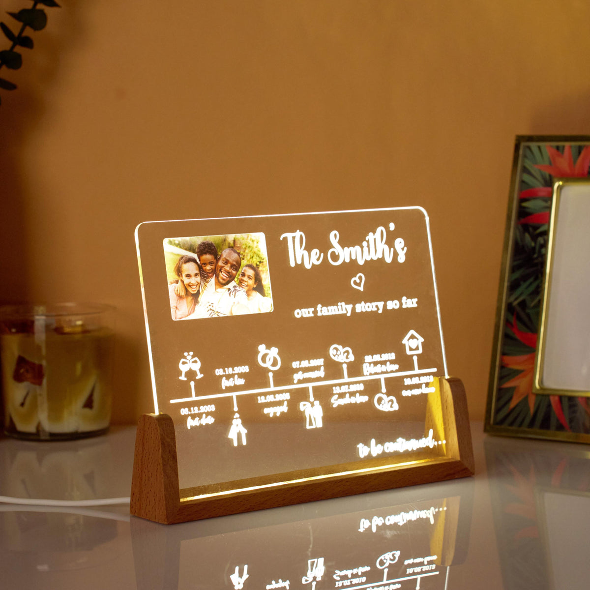 Personalized Love Story Timeline Decor Light Up, Customizable Anniversary Gift For Wife, Your Custom Love Story, Couple Gift