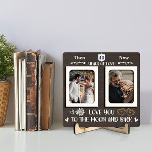 Then And Now Custom Couple Photo - Personalized Wooden Plaque - Anniversary Gift For Couple