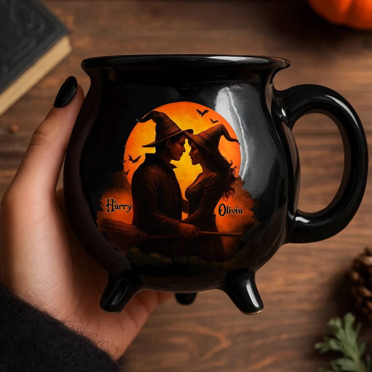 Custom Couple Witch - Personalized Halloween Ceramic Witch Mug - Gift For Couple, Anniversary, Halloween Gift