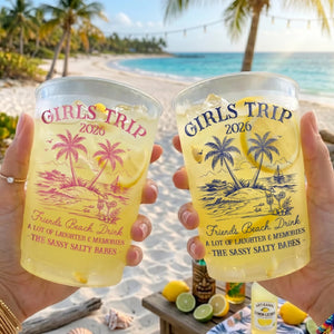 Girls Trip 2026 Plastic Frosted Cup, Hello Summer Vibe, Summer Vacation And Travel Gifts For Best Friends, Family