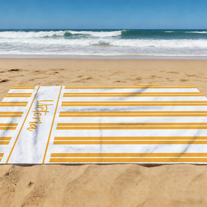 Custom Simple Striped Beach Towel, Pool Towel for Family, Summer Vacation Gift, Beach Lover's Gifts, Bachelorette/Birthday Party Gift
