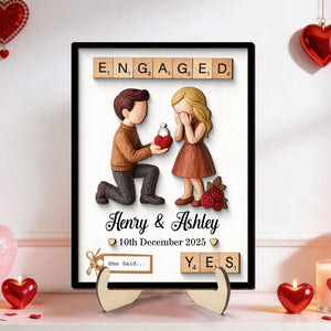 Couple Engagement Proposal - Personalized Wooden Plaque - Heartfelt Gift for Her, for Him