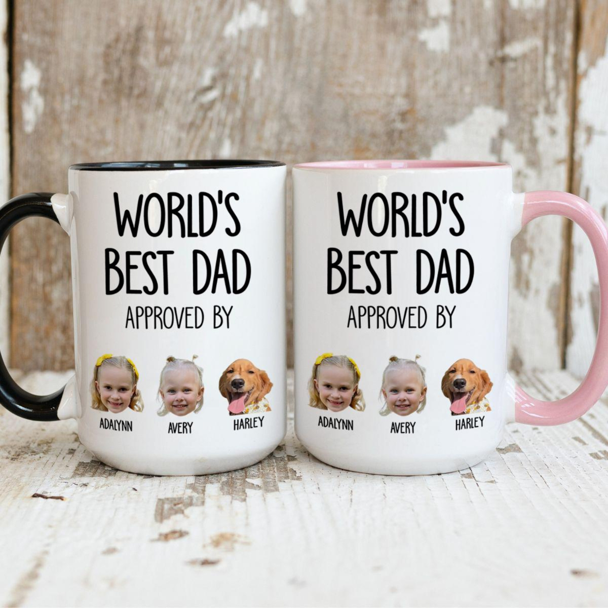 Custom Baby Face Mug for Dad Personalized Fathers Day Kids Photo Mug with Baby Photo Gift from Kids Picture Babies Faces Mug from Wife Daddy
