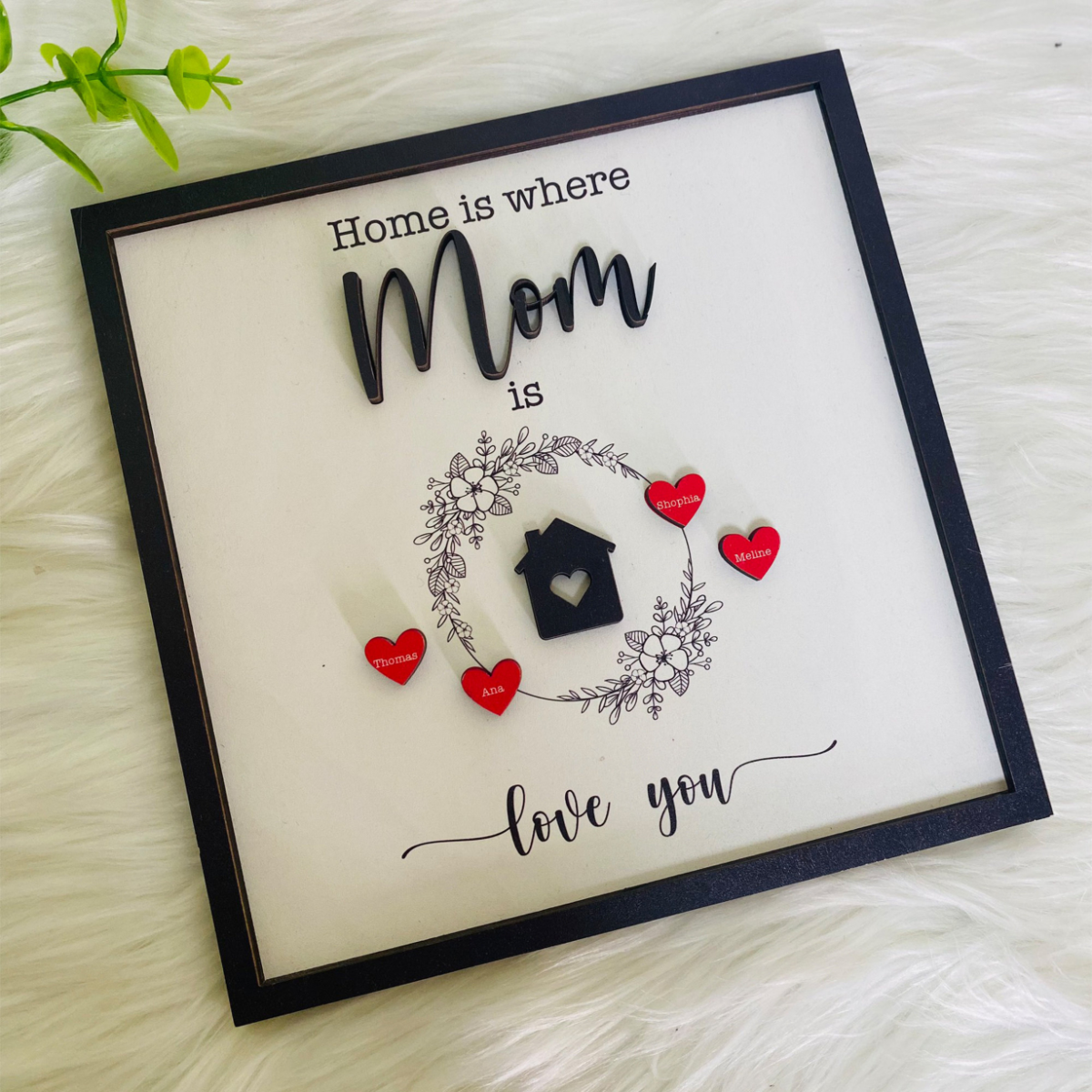 Personalized Mom Sign Mother's Day, Home Is Where Mom Is, Gifts From Kids, Personalized Mom Wooden Sign