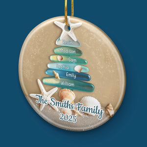 Sea Glass Family Tree - Personalized Ornament - Christmas Gift For Family