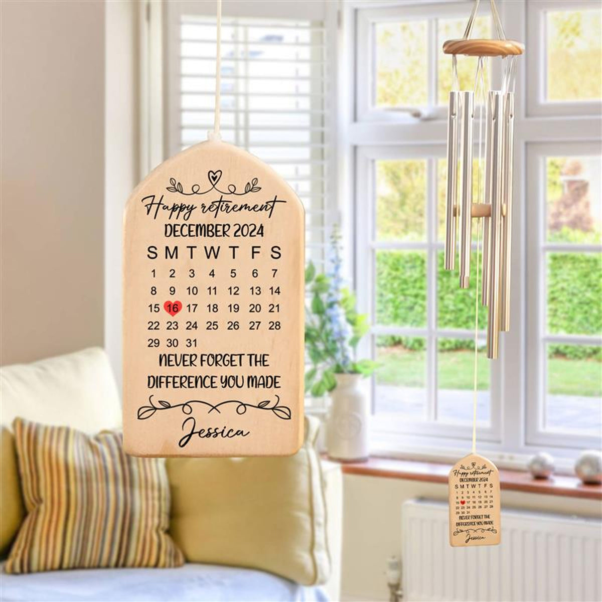 Custom Retirement Gifts for Men and Women Wind Chime, Never Forget the Difference You Made Appreciation, Gift for Coworker Keepsake