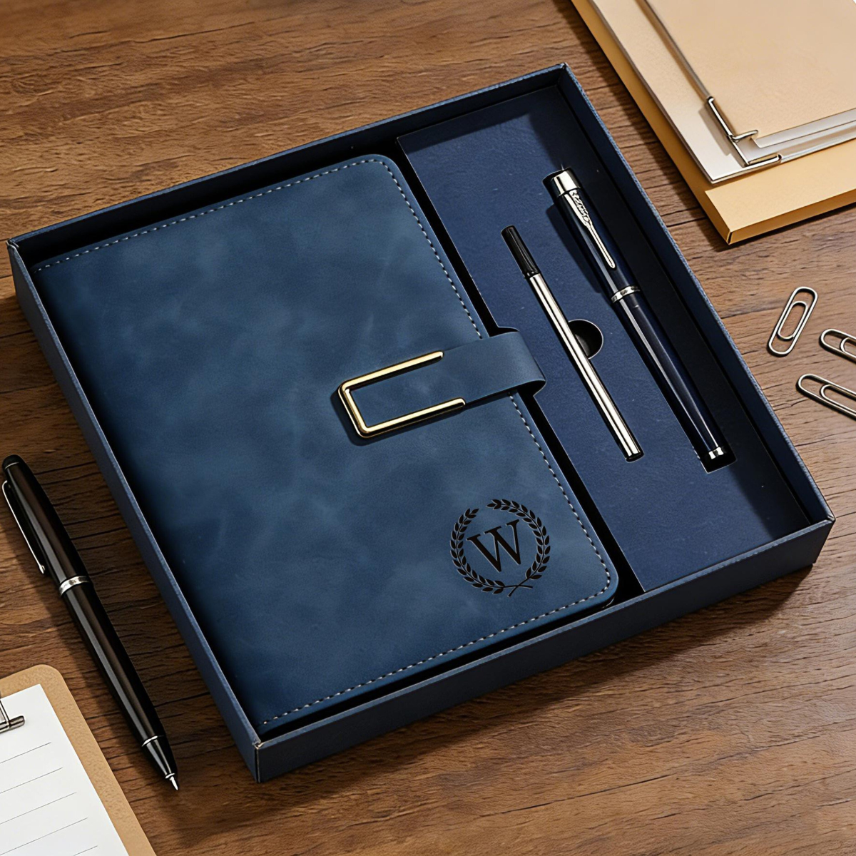 Custom Leather Journal Set with Pen, Personalized Notebook, Graduation Gift