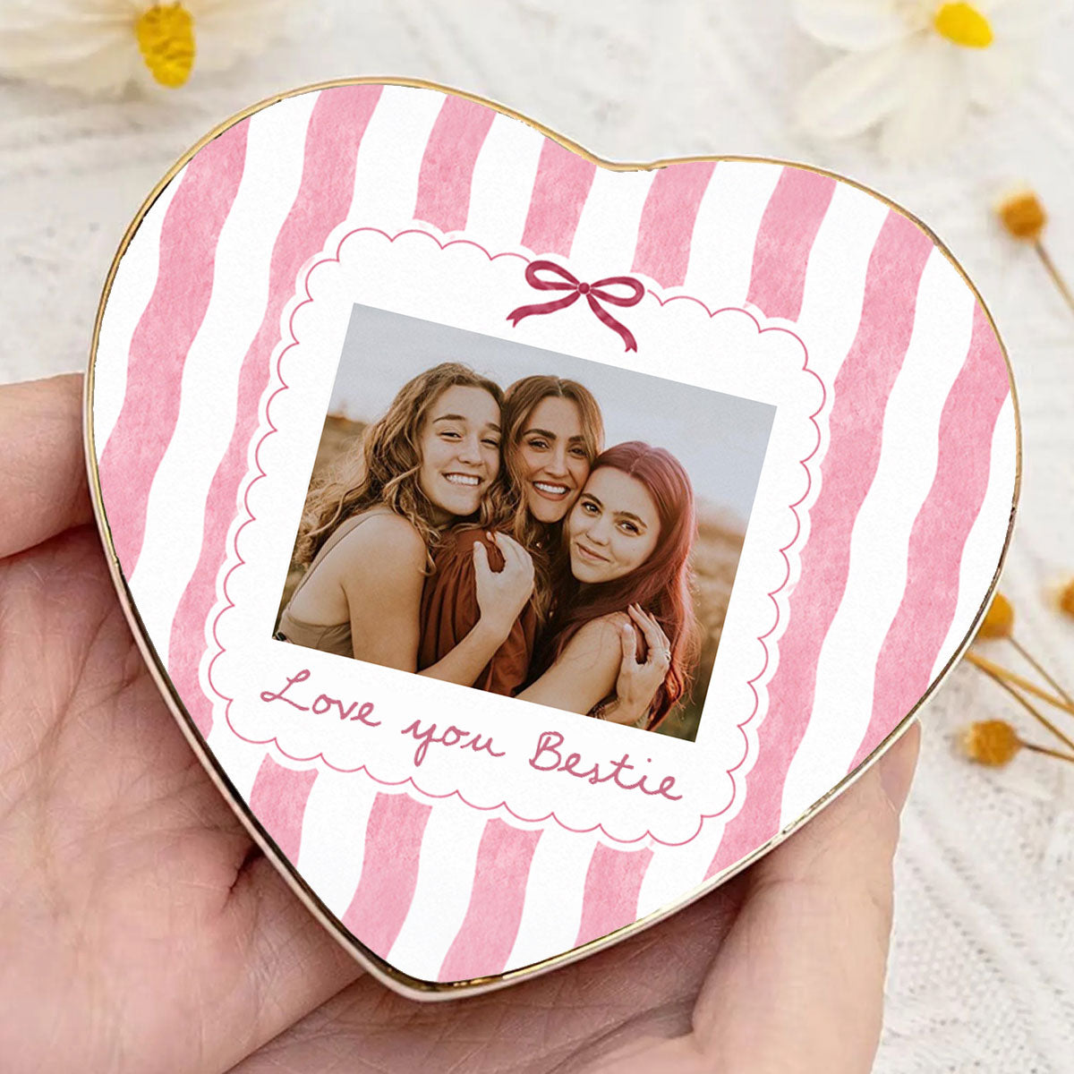 Personalized Photo Ring Dish, Custom Bestie Jewelry Tray, Bridesmaid Trinket Dish, Friendship Gift, Bridal Party Keepsake
