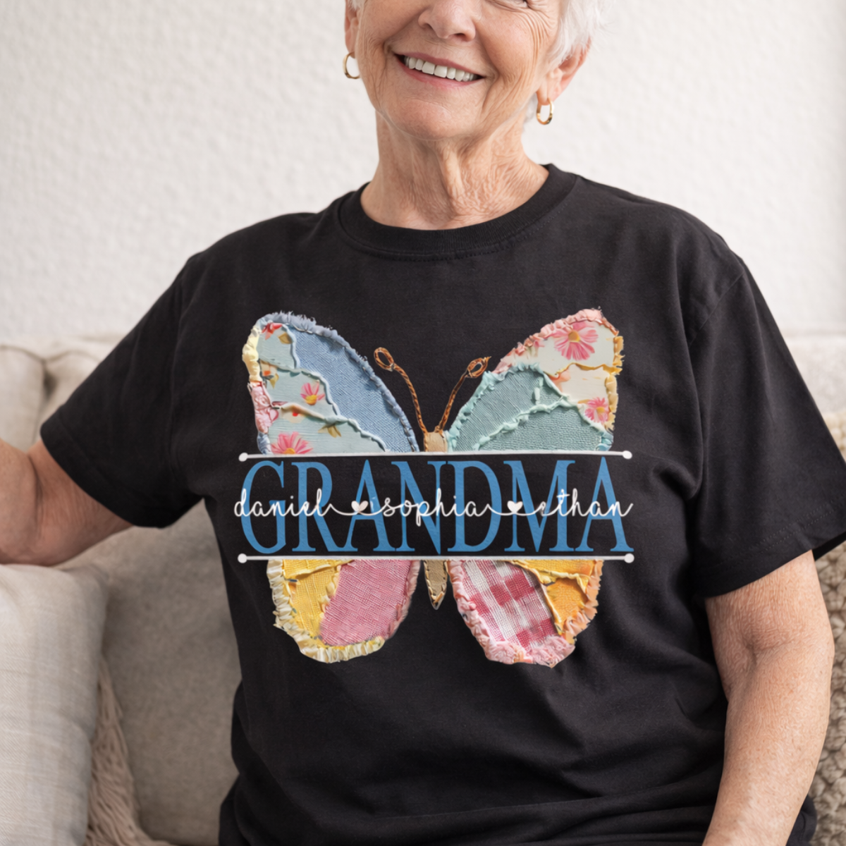 Custom Grandma Floral Butterfly - Personalized Apparel - Gift For Mom, Grandma, Mother's Day Gift
