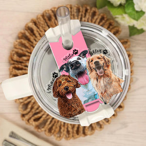 Personalized Dog Tumbler Name Tag, 30oz 40oz Tumbler Pet Plate Topper, Custom Pet Portrait Tumbler Topper, Pet Memorial Tumbler Tag