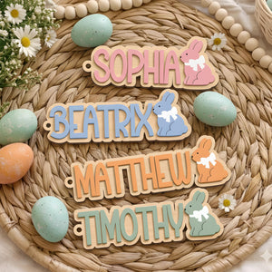 Easter Basket Name Tag, Laser cut 3D, Custom Engraved Bunny Tag, Personalized Name Tag, Easter Basket Name, Easter Gift, Name Tag, Spring