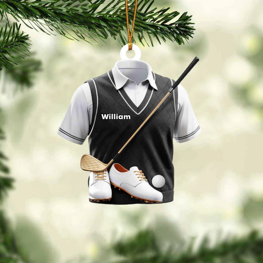 Personalized Golf Ornament, Custom Golf Cart Shape Christmas Ornament, Gifts For Golf Lovers, Family Member