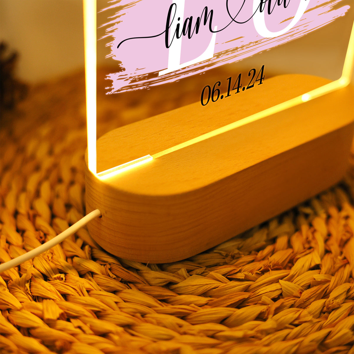 Custom Name Night Light, Personalized Couples Initials Desk Name Plate Night Light, Valentines Gift, Unique Gifts for Couples