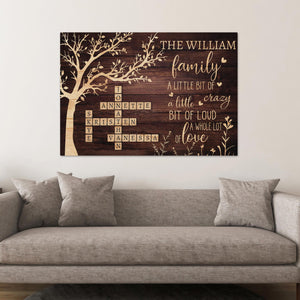 Personalized Family Crossword Sign, Custom Family Name Canvas, Scrabble Family Wall Art, Family Tree Wall Decor, Housewarming Gift