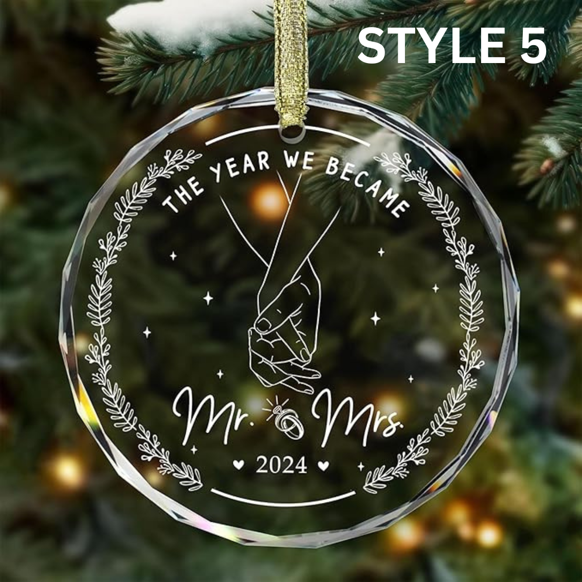 Wedding Gifts - Mr and Mrs Gifts - First Christmas Married Wedding Ornament 2024 - Wedding Just Married Gift for Newlywed Couple, Bride, Groom - Bridal Shower Gifts