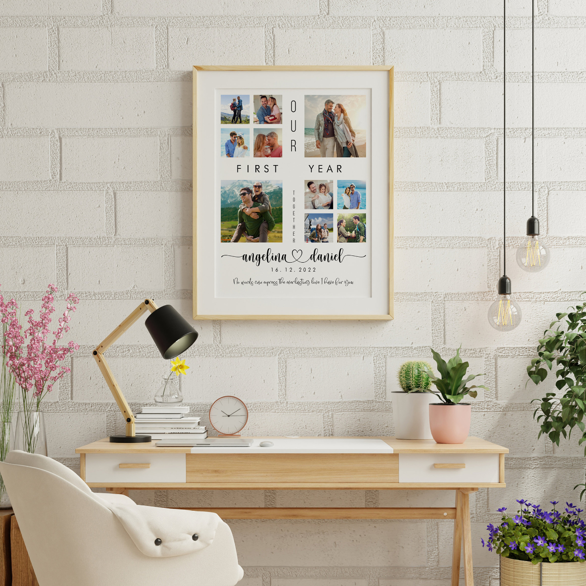 Our First Year Couple Photo Collage - Personalized Canvas - Gift For Couple, 1st Year Anniversary, Valentine's Day Gift