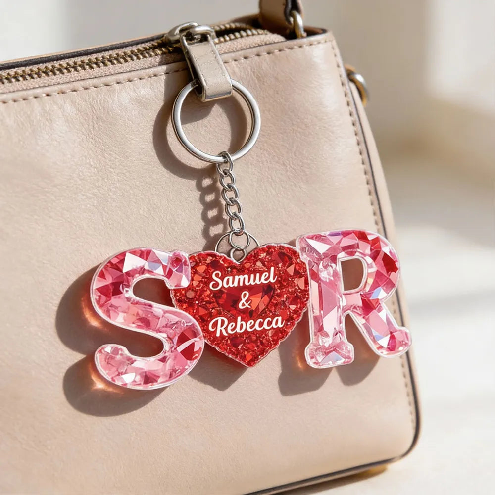 Couple Love Initial - Personalized Acrylic Keychain - Heartfelt Anniversary, Valentine's Day Gift For Couple