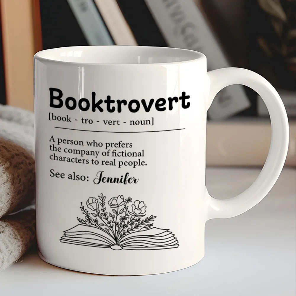Booktrovert Definition - Personalized Mug - Gift For Book Lover, Bookworm