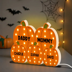 Family With Little Pumpkins - Personalized Acrylic Light Box - Gift For Mom, Grandma, Fall Season Home Decor