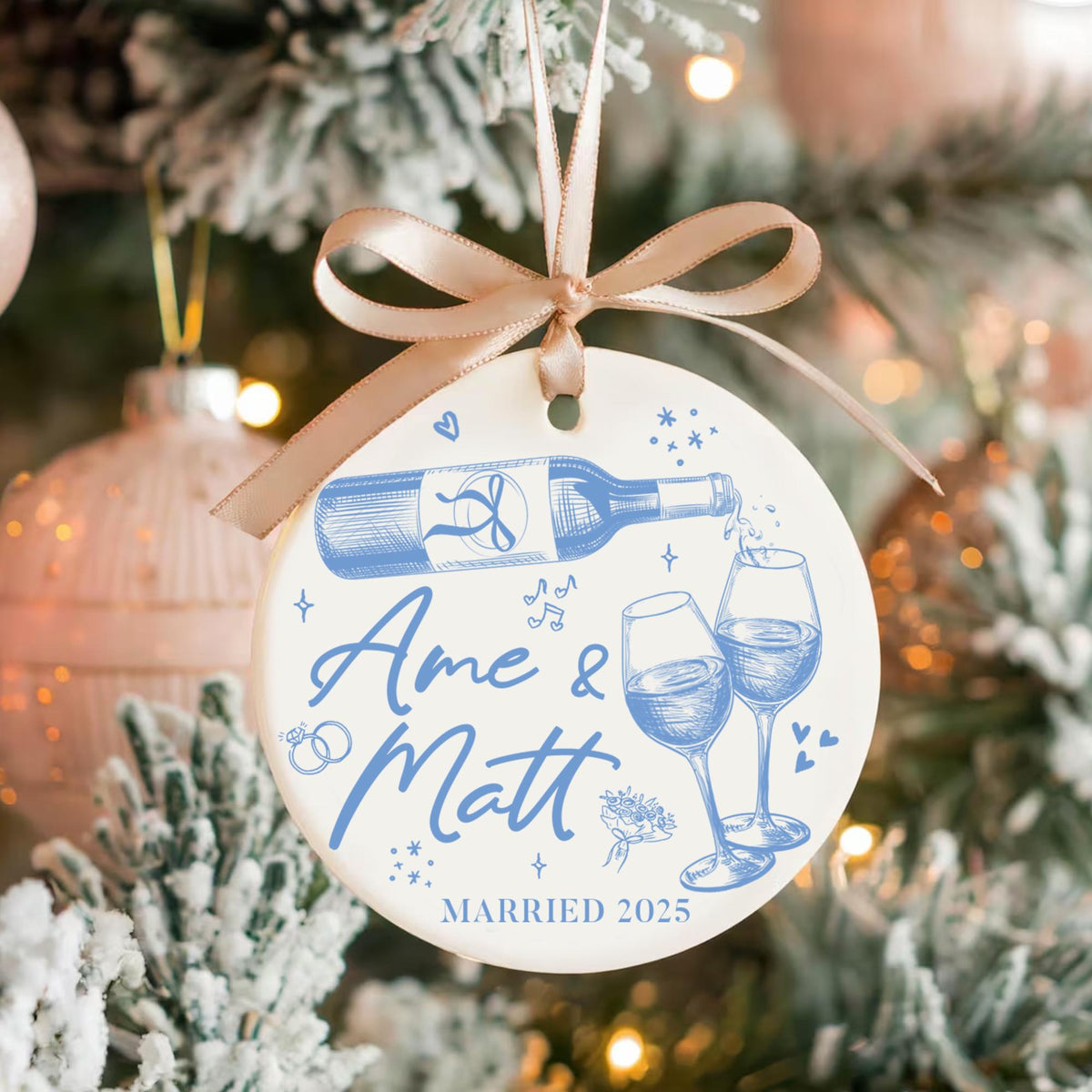Personalized Christmas Married Ornament, First Christmas Married Ornament, Custom Mr Mrs Wedding Ornament, Wedding Keepsake Gift For Couples