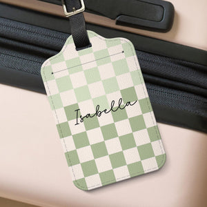Custom Checkerboard Pattern Luggage Tag, Personalized Travel Bag Tag with Name, Unique Gift For Travellers