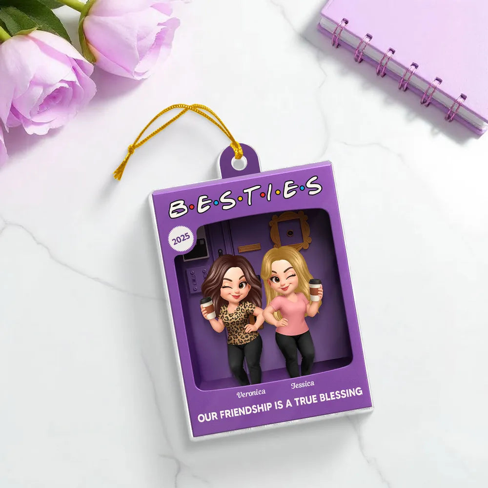 3D Effect Besties Forever Best Friends - Personalized Acrylic Ornament - Christmas Gift For Besties