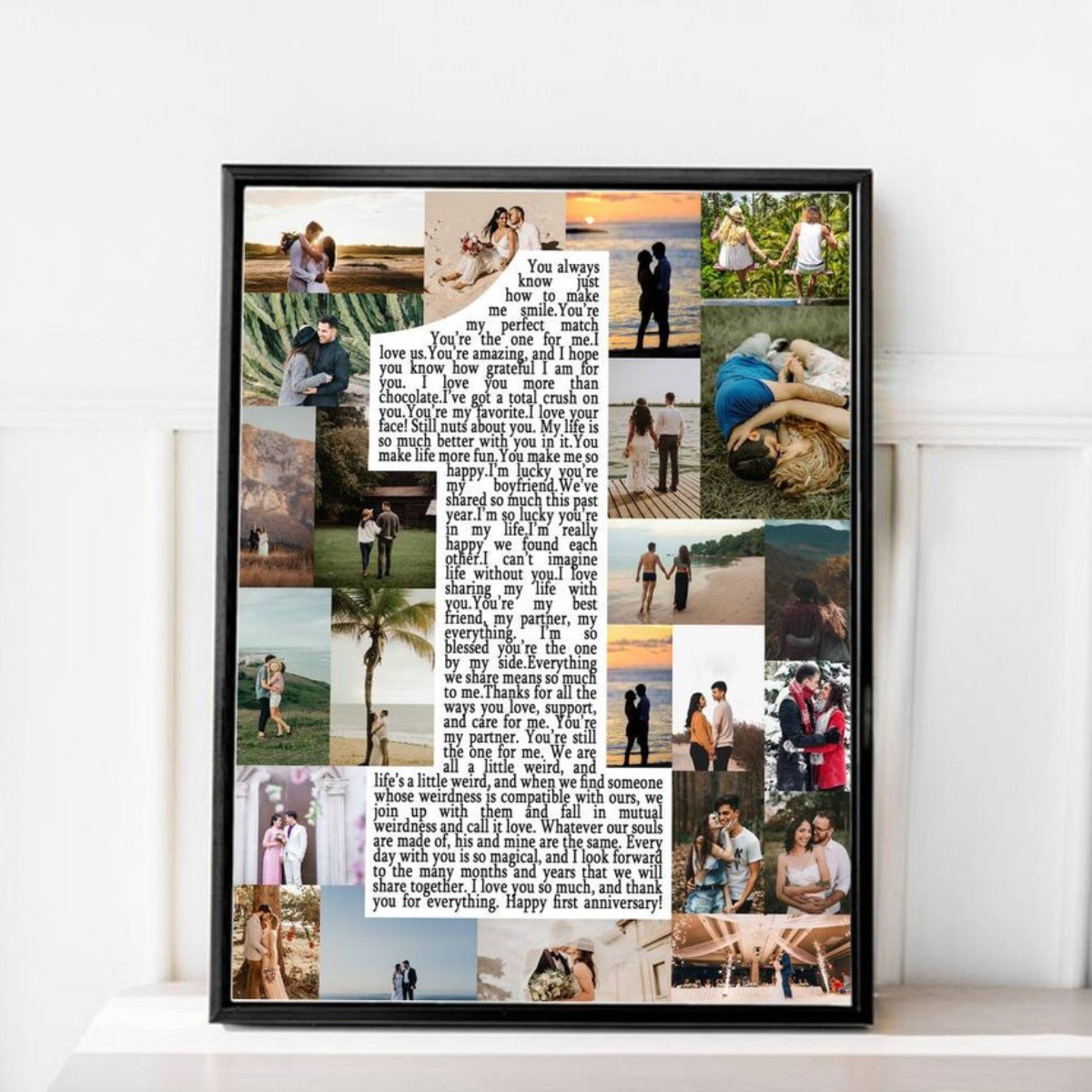 Custom First Anniversary Collage Canvas, One Year Anniversary Gifts for Couple, 1 Year Anniversary Gift for Boyfriend Girlfriend