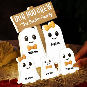 Halloween Boo Family With Kids - Personalized Acrylic Light Box - Gift For Family, Halloween Decoration