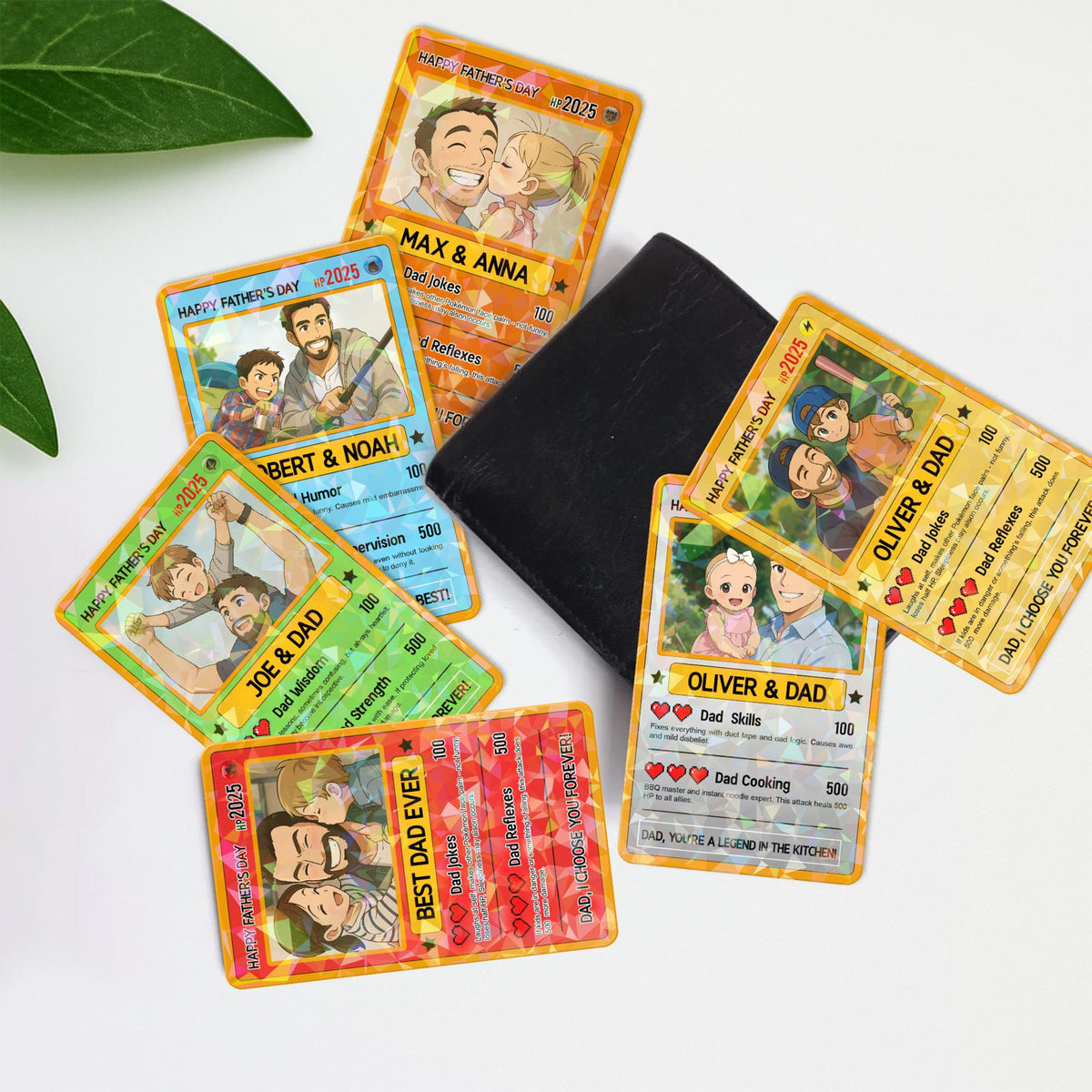 Personalized Poke Father's Day Card, Custom Anime-Inspired Gift for Dad, Father's Day Card from Kids, Unique Dad Trading Card Gift