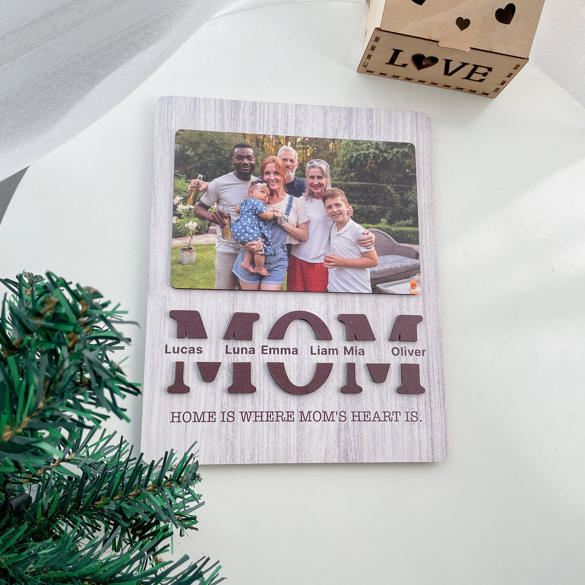 Home Is Where Mom Is With Photo - Personalized Picture Frame - Gift For Mom, Mother's Day Gift