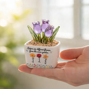 Sisters Are Different Flowers From The Same Garden - Personalized Mini Glass Flower Pot - Gift For Sisters, Besties, Friends