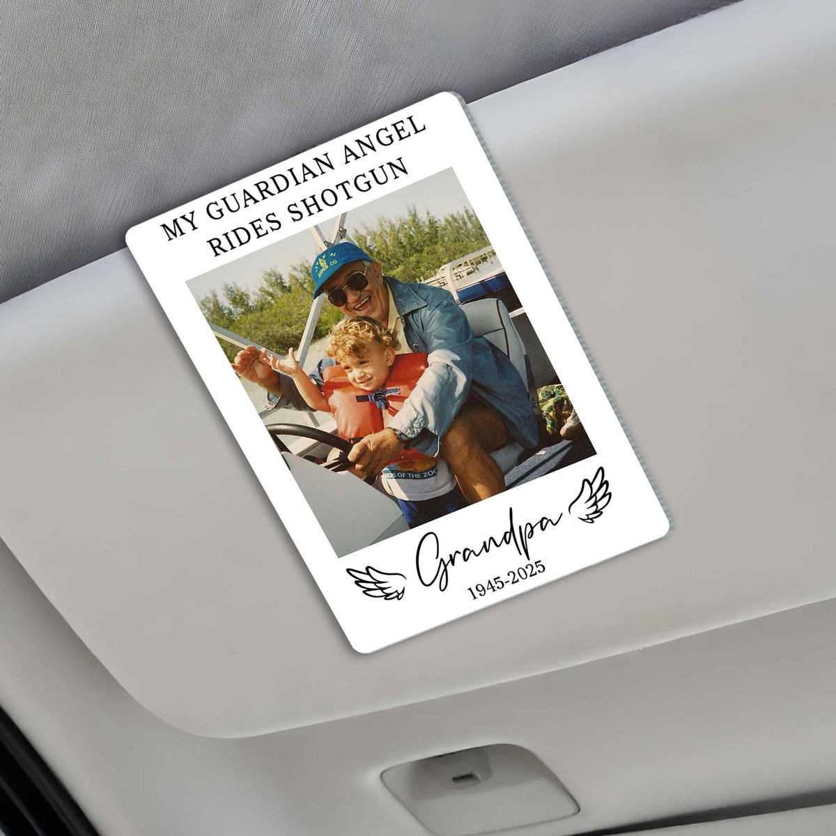 Personalized Dad Memorial Photo Car Visor Clip, Loss Of Dad Papa Gift, Guardian Angel Keepsake Gift, Sympathy Gift For Loss Of Loved Ones