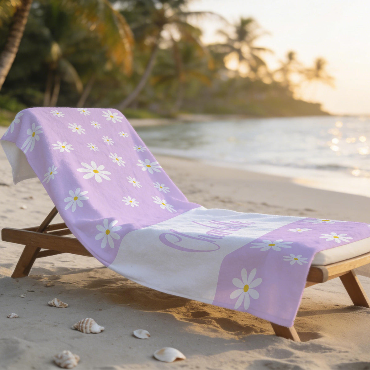Custom Fashionable Daisy Floral Beach Towel, Pool Towel for Family, Signature Beach Towel For Kids, Tropical Vacation Gift, Beach Lover's Gifts