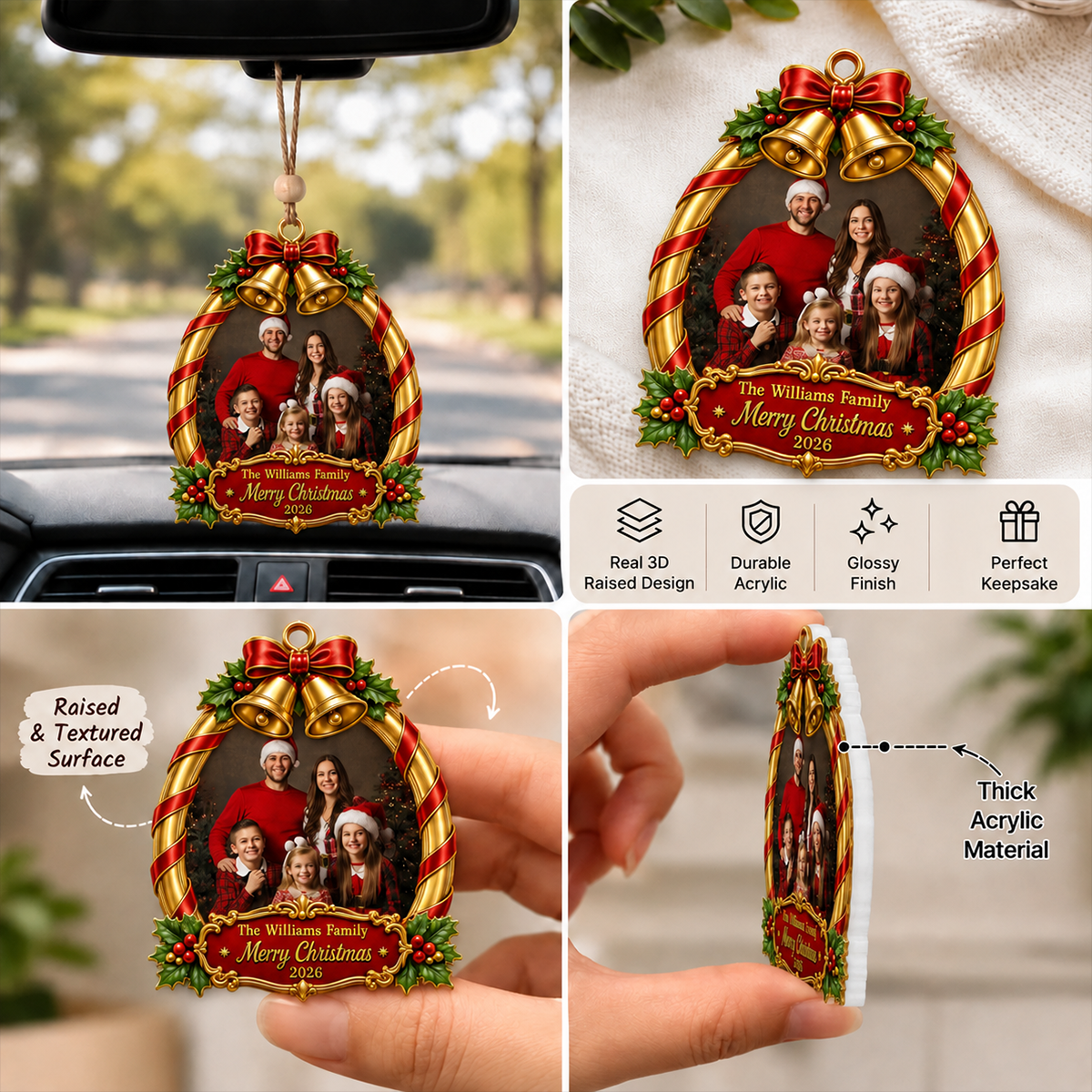 Our Merry Little Family - Christmas Ornament - Personalized Real 3d Ornament