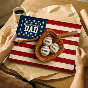 Nation Flag We Caught The Best Dad Baseball 3D Effect Personalized Canvas, Unique Father's Day Gift For Dad