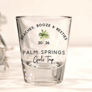 Custom Palm Tree Shot Glasses For Tropical Trip, Personalized Beach Bachelorette or Birthday Party Favors