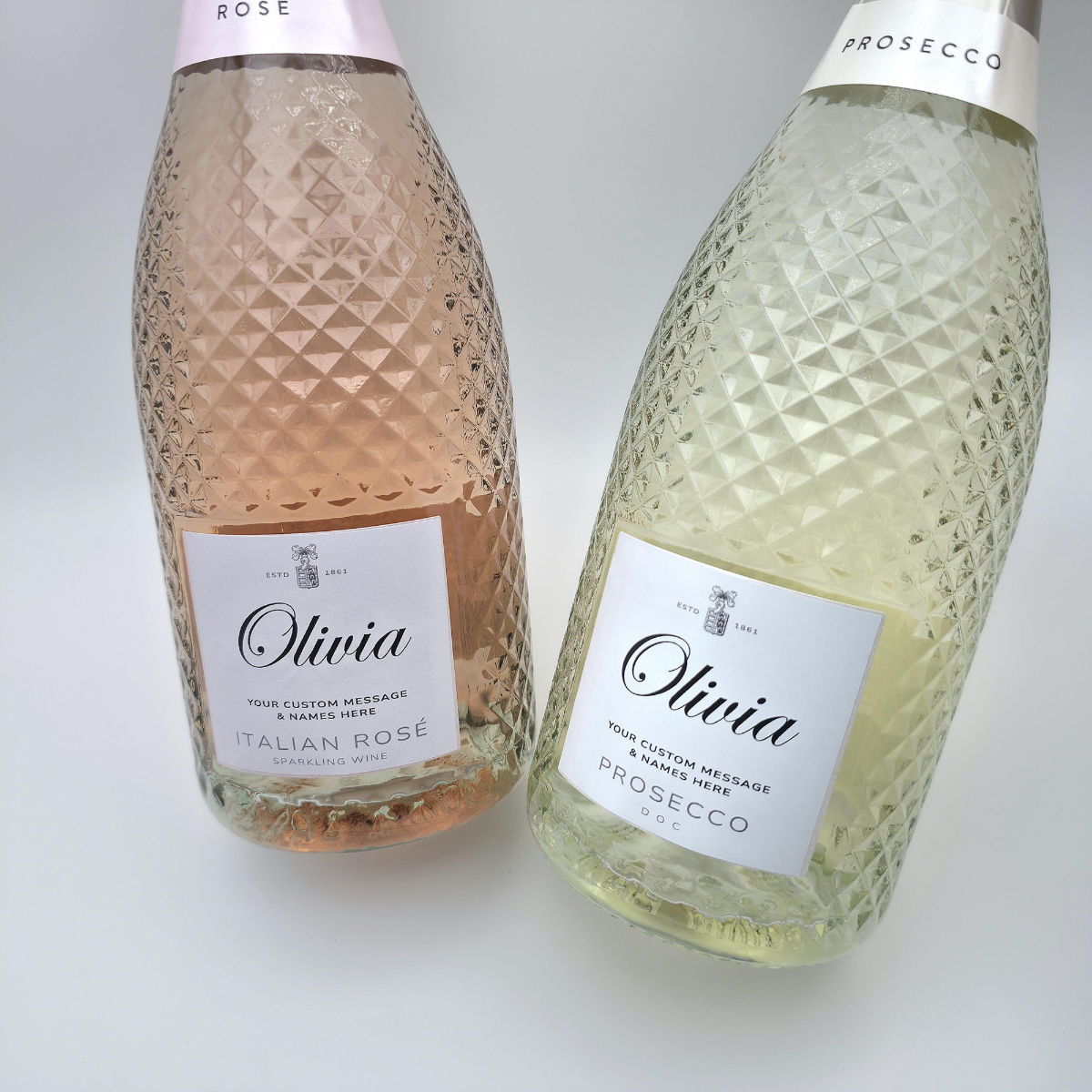 Personalized Name & Message Prosecco Bottle Wine Champagne Label Stickers Birthday Christmas Wedding