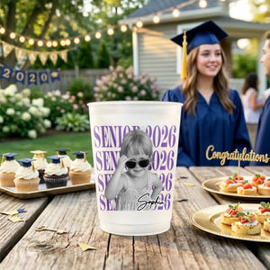 Senior 2026 Graduation - Personalized Plastic Frosted Water Cup - Graduation Party Decor