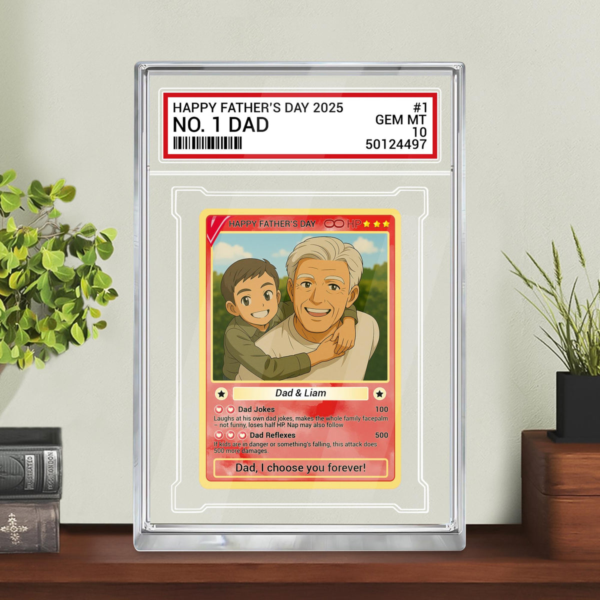 Personalized Fathers Day Gift Trading Card Style Acrylic Plaque, Grandpa, Anime Photo Acrylic Block, Gift For Dad From Kid