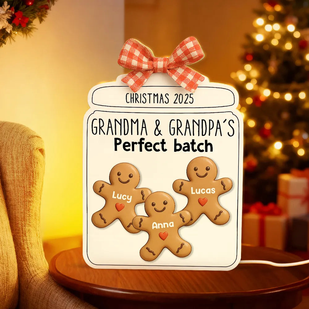 Christmas Grandma Perfect Batch Cookies - Personalized Acrylic Light Box - Christmas Gift for Mom Grandma