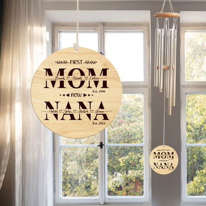 First Mom Now Grandma With Kid Names - Personalized Windchime - Gift For Grandma, Mother's Day, Birthday Gift