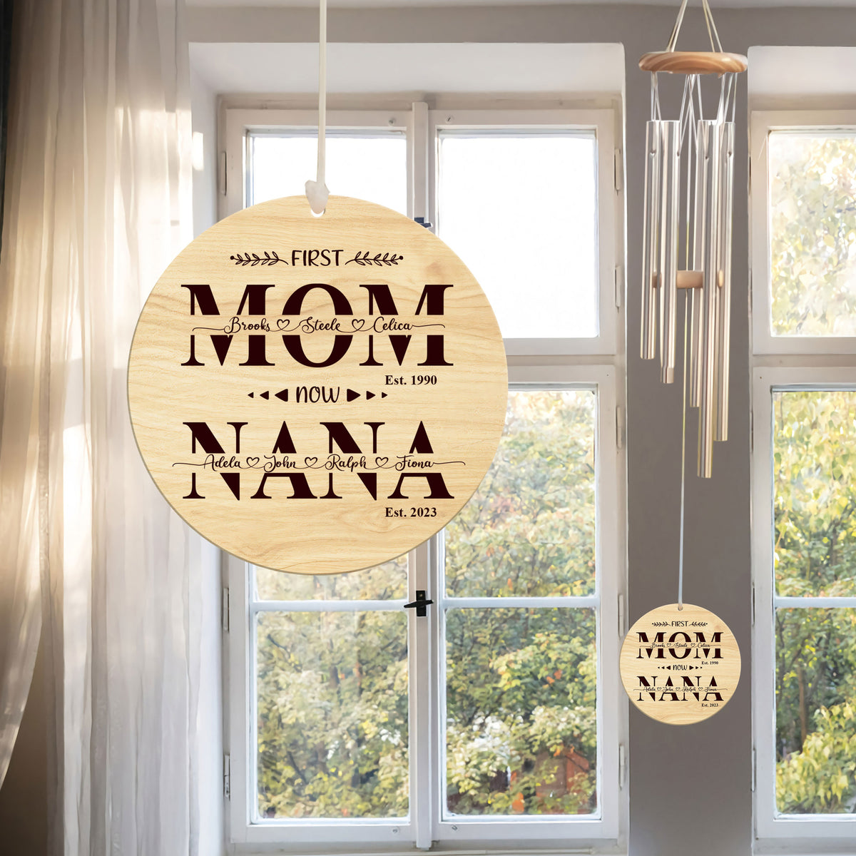 First Mom Now Grandma With Kid Names - Personalized Windchime - Gift For Grandma, Mother's Day, Birthday Gift
