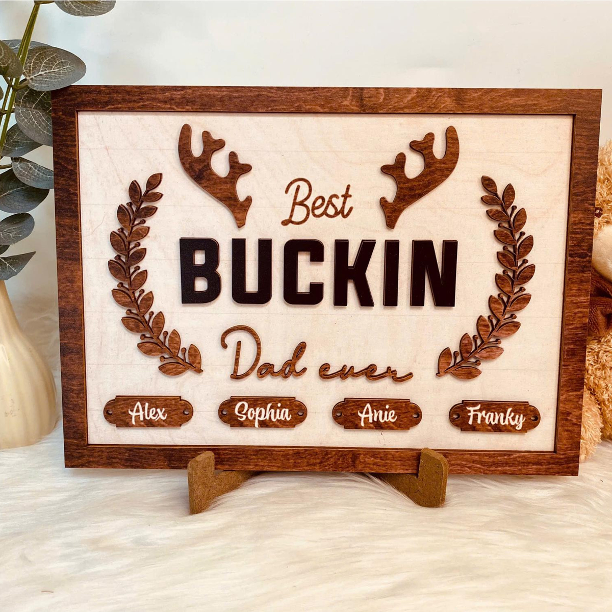 Best Buckin' Dad Ever Personalized Wooden Plaque, Dad Gift, Grandpa Gift, Father's Day Gift, Best Buckin' Grandpa Sign