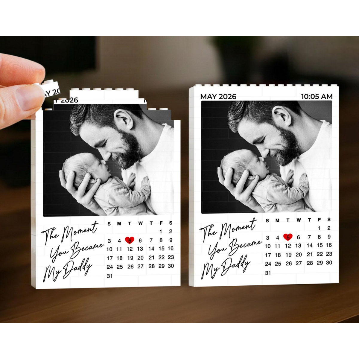 The Moment You Became My Daddy, Personalized Photo Building Blocks, Custom Daddy and Me, New Born Baby Photo Gift, First Fathers Day Gifts