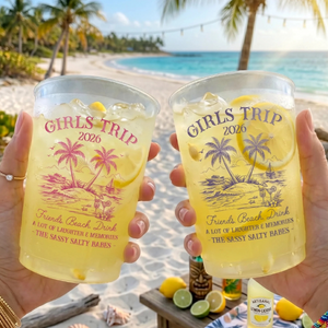 Custom Party Cups - Personalized Summer Vacation And Travel Gifts For Best Friends, Family - Hello Summer Vibes