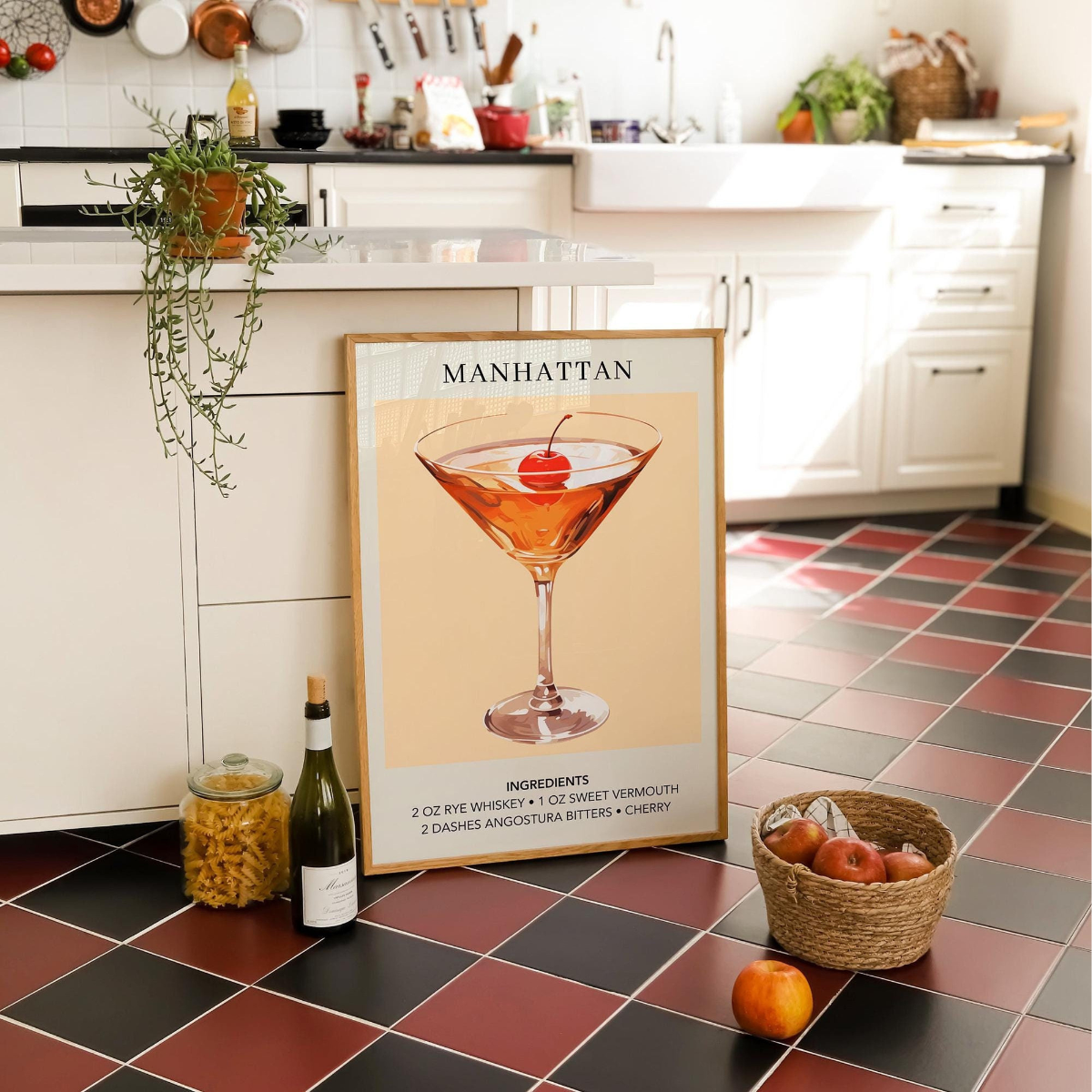 Trendy Cocktail Drink Art, Wal Decor Poster Canvas, Wedding Party Signature Drink Sign, Bar Wall Decor, Minimalist Elegant Sophisticated Retro Art Piece