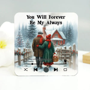 Winter Old Couple Together - Personalized Music Fridge Magnet - Heartfelt Gift, Anniversary Christmas Gift For Couple