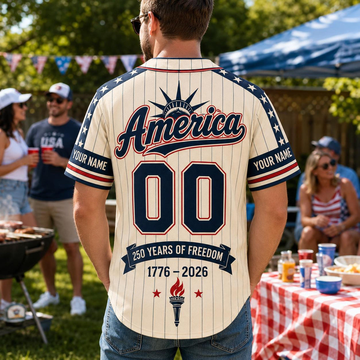 Personalized USA 250 Baseball Jersey, Custom Name Number America Jersey, 1776 2026 Patriotic Shirt, 250 Years of Freedom Gift