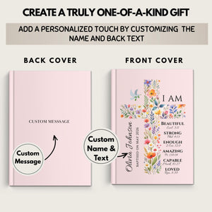 Personalized Confirmation Gift for Teens, Floral Cross Journal with Custom Name, First Communion Keepsake for Girls, Baptism Journal